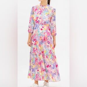 Beautiful RIXO multi color floral print maxi dress, size L, excellent condition